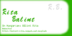 rita balint business card